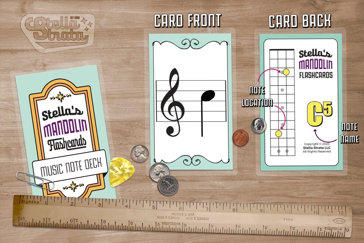 Mandolin Note Flash Cards (Printable) - Stella Strata LLC